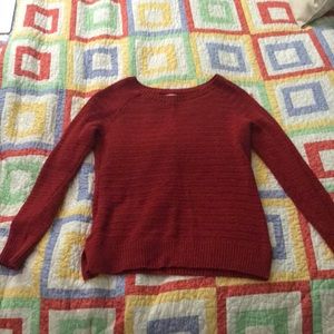red knit sweater